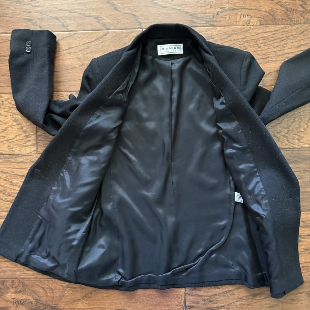 Dumas Blazer Pure Wool Tailored Jacket Quiet Luxury Office Siren Black Vintage S - Picture 6 of 14